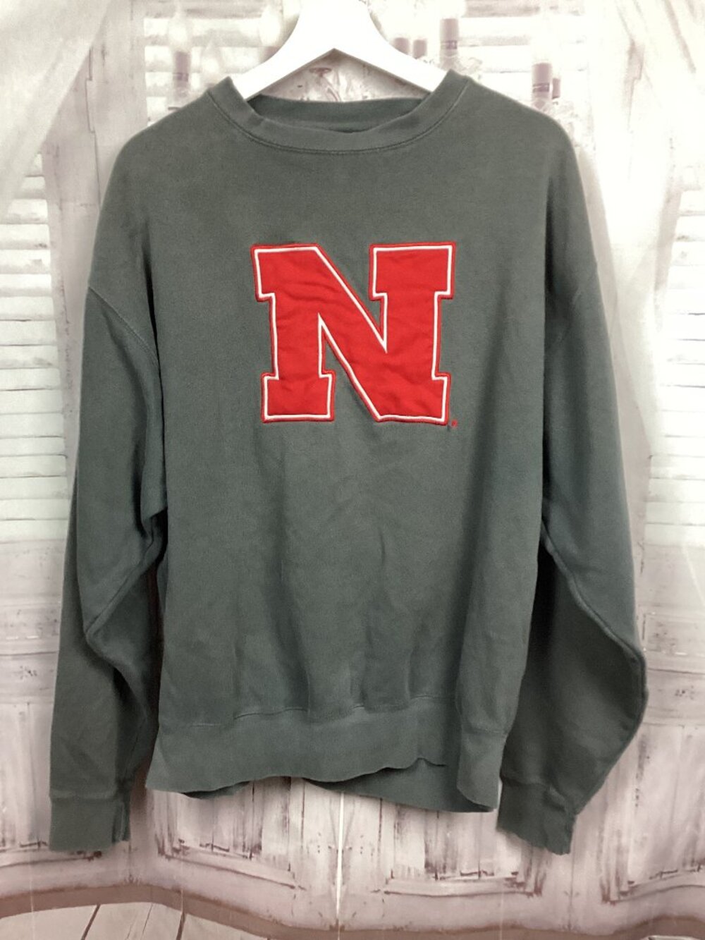 Nebraska Huskers Gray Sweatshirt N Patch XL